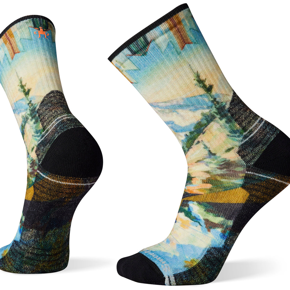 Smartwool Performance Hike Light Cushion Mountain Print Crew Socks - Unisex Mist Blue