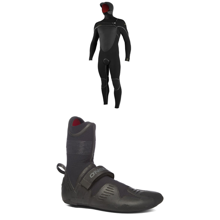 O'Neill 5.5/4+ Psycho Tech Chest Zip Hooded Wetsuit + 5mm Psycho Tech RT Wetsuit Boots