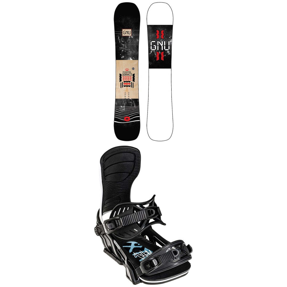 GNU Essential Service Snowboard 2022 + Bent Metal Transfer Snowboard Bindings 2022