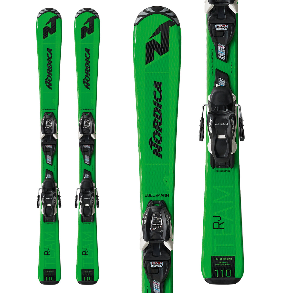 Nordica Team J R Skis + Jr 4.5 FDT Ski Bindings - Toddlers' 2021 Green/Black