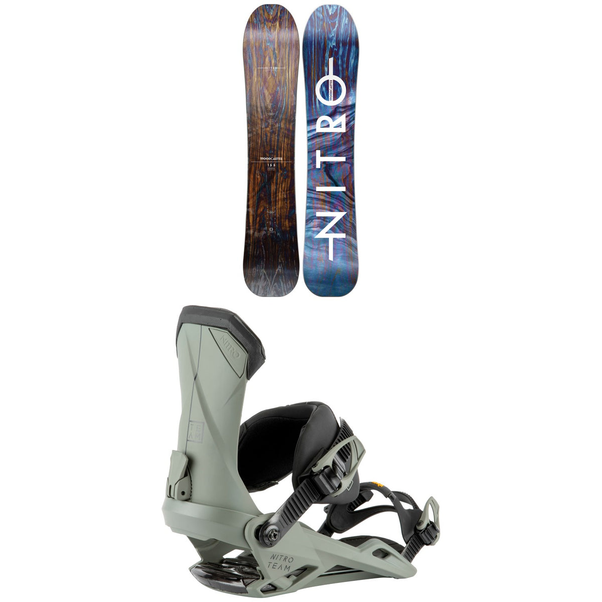 Nitro Woodcarver Snowboard 2022 + Nitro Team Snowboard Bindings 2022