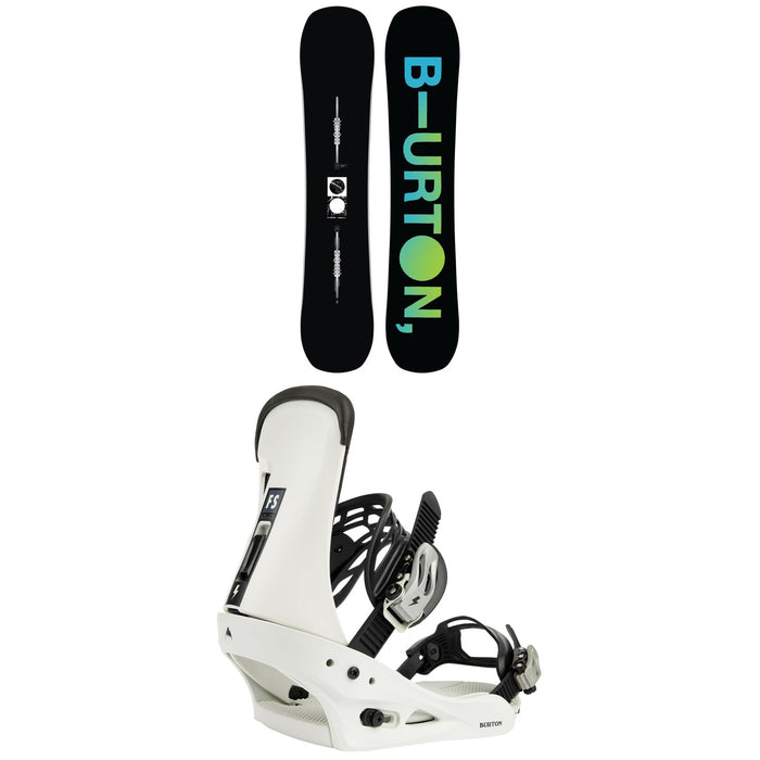 Burton Instigator Flat Top Snowboard + Freestyle Snowboard Bindings 2024