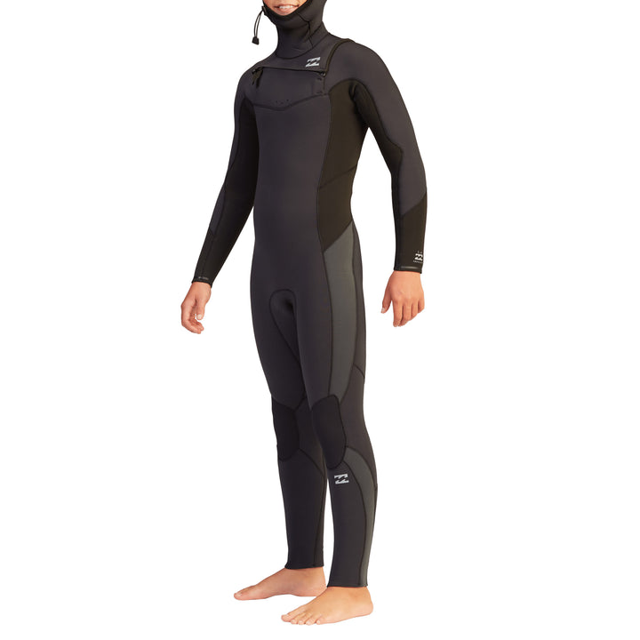 Billabong 5/4 Absolute Chest Zip Hooded Wetsuit - Boys' Black Rock