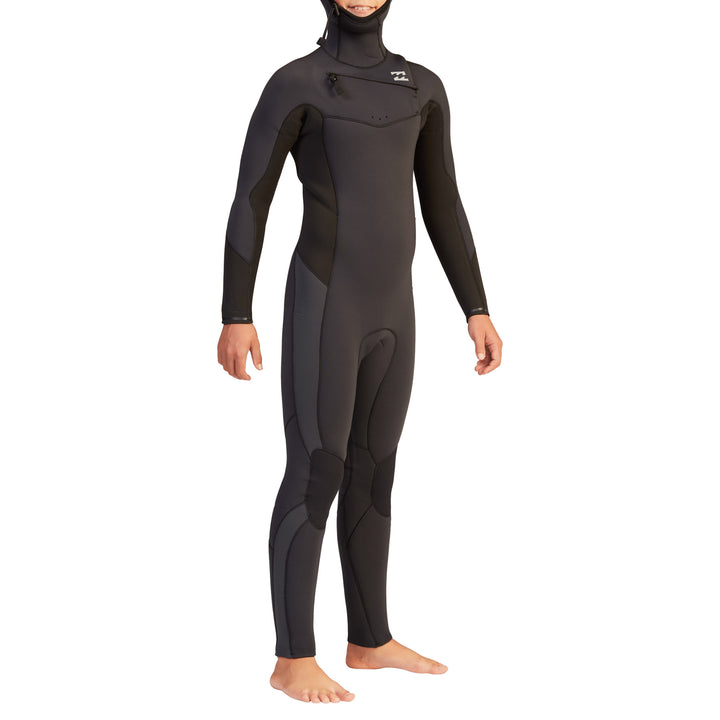 Billabong 5/4 Absolute Chest Zip Hooded Wetsuit - Boys' Black Rock