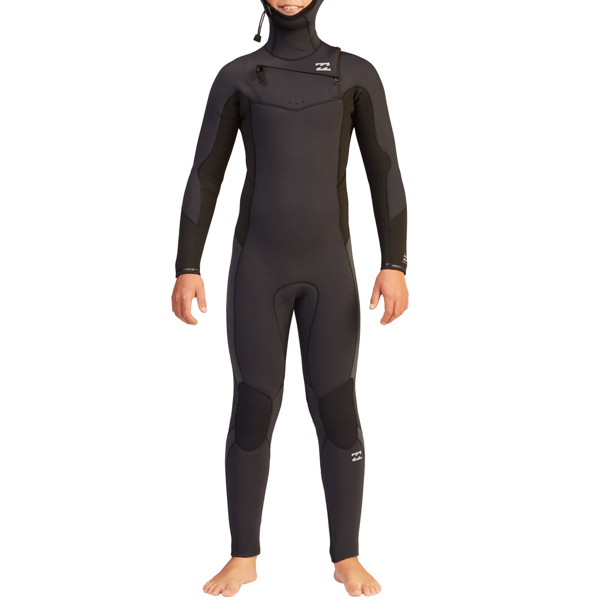 Billabong 5/4 Absolute Chest Zip Hooded Wetsuit - Boys' Black Rock