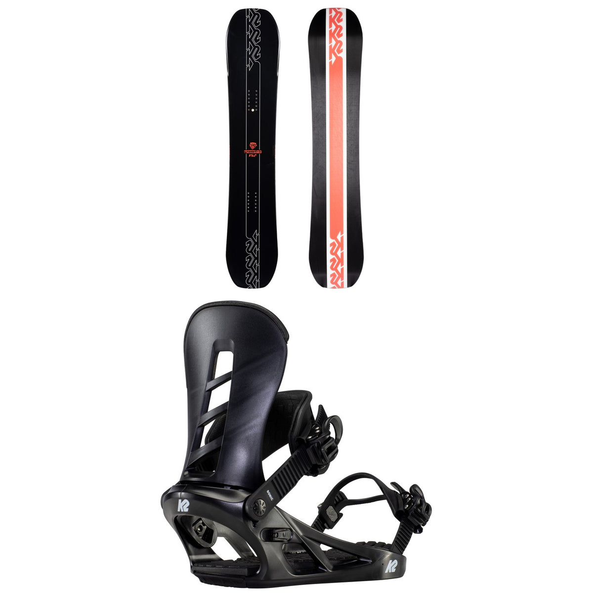 K2 Geometric Snowboard + Sonic Snowboard Bindings 2022