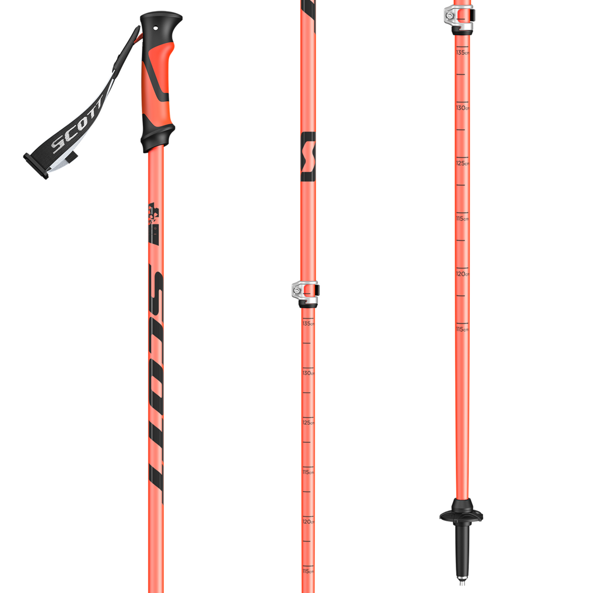 Scott Riot 16 2-Part Adjustable Ski Poles 2022 Orange