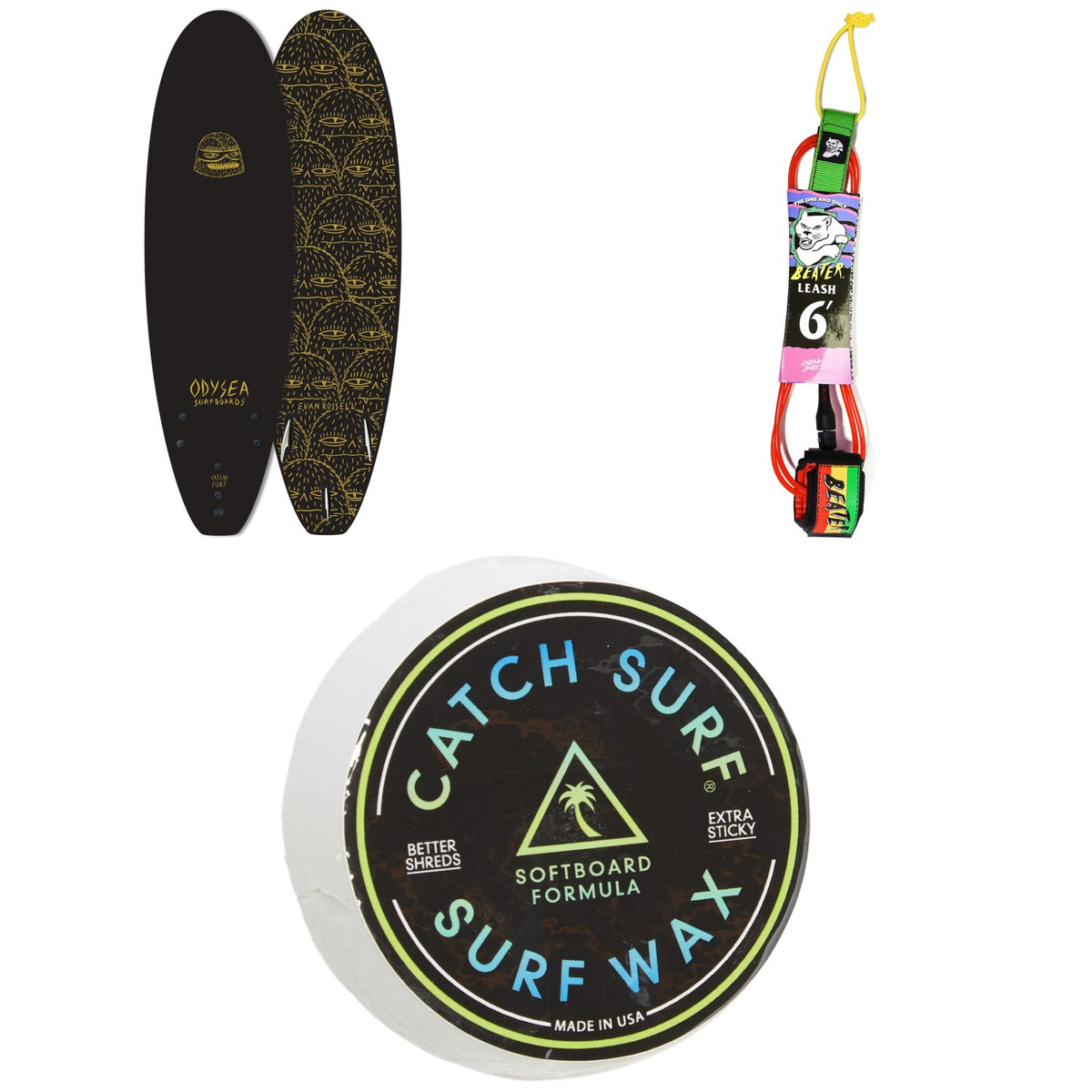 Catch Surf Odysea 6'0" Log x Evan Rossell Pro Surfboard + Beater 6' Leash + Catch Surf Surf Wax
