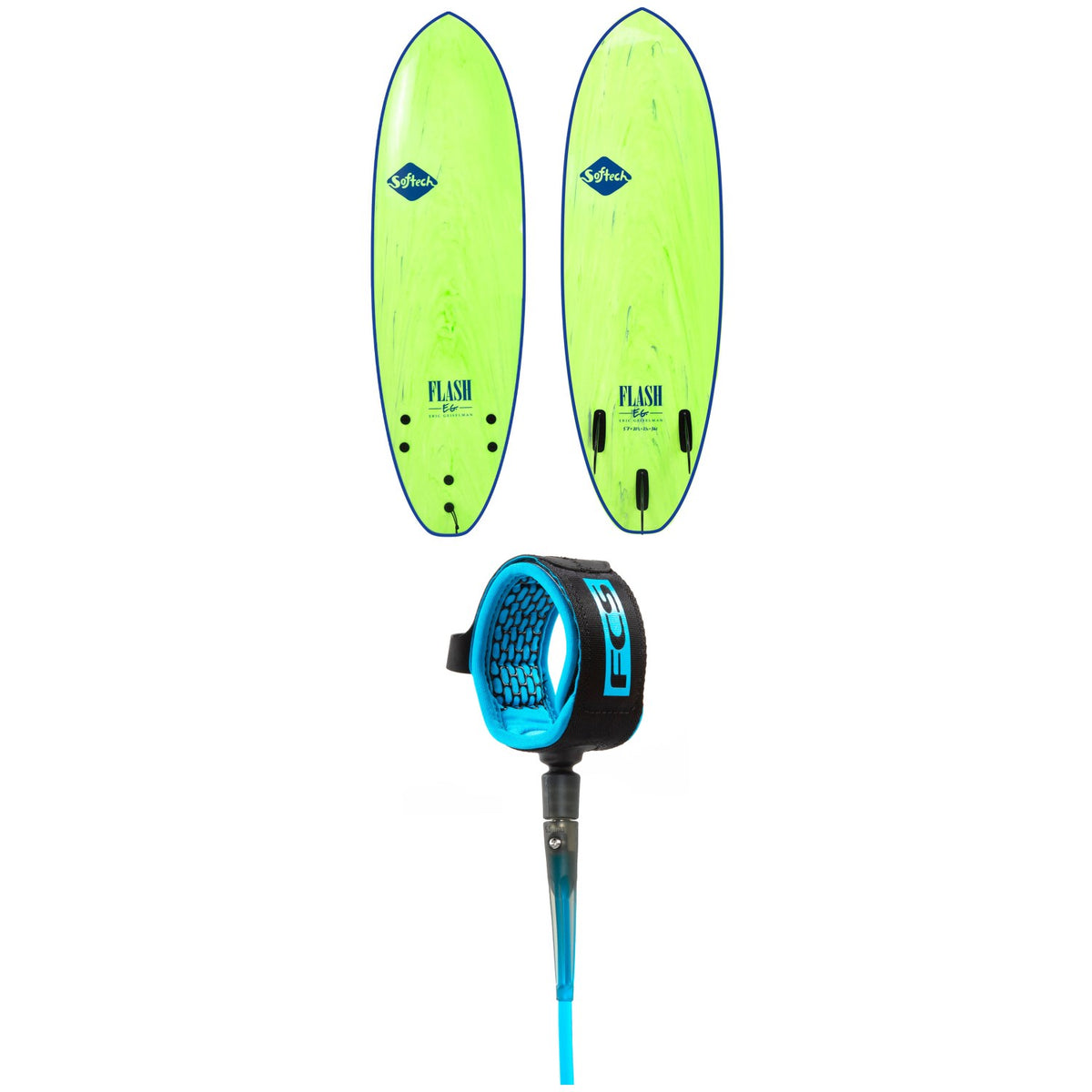 Softech Flash Eric Geiselman FCS II 5'0" Surfboard + FCS 5' Comp Essential Leash