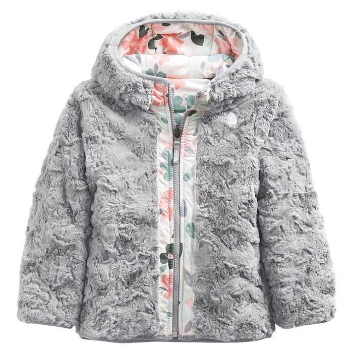 The North Face Reversible Mossbud Swirl Full Zip Hooded Jacket - Toddlers' Gardenia White Polka Dot Floral Print