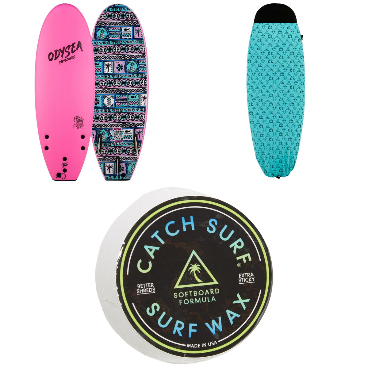 Catch Surf Odysea 5'0 Pro Stump Thruster - JOB Surfboard + 5ft Board Sock + Catch Surf Surf Wax