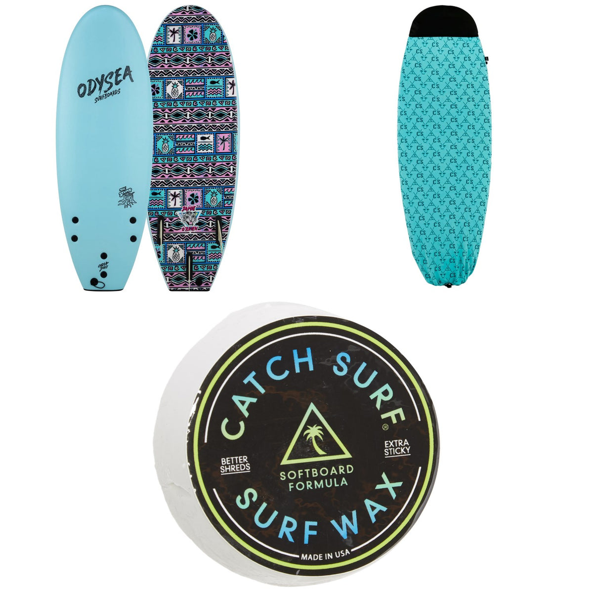 Catch Surf Odysea 5'0" Pro Stump Thruster x Jamie O'Brien Surfboard + 5ft Board Sock + Catch Surf Surf Wax