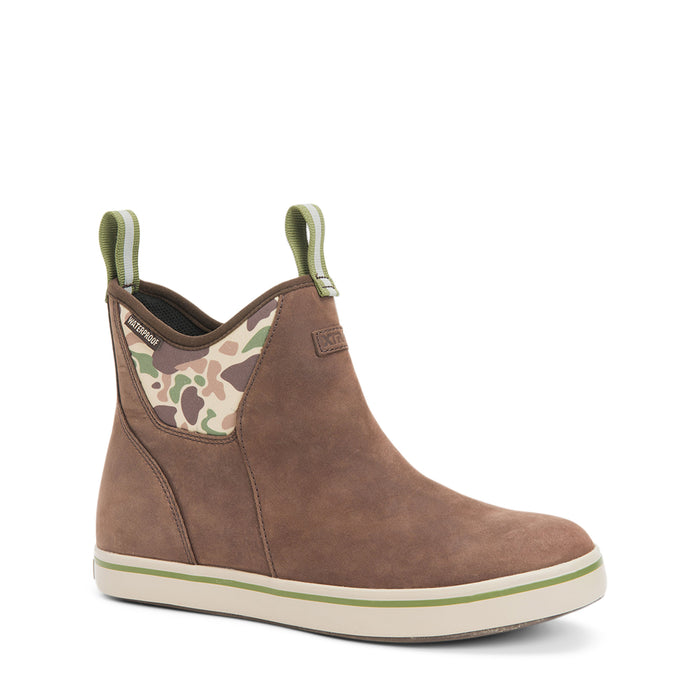 XTRATUF Leather Ankle Deck Boots - Men's Brown/Duck Camo
