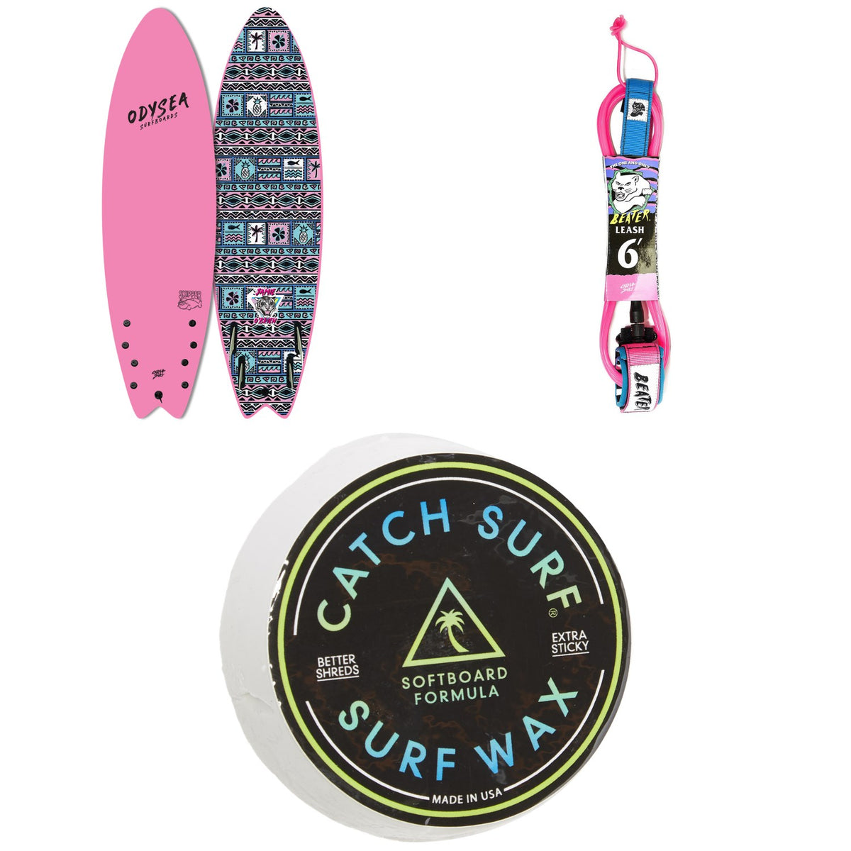 Catch Surf Odysea 5'6" Skipper Quad-Fin x Jamie O'Brien Pro Surfboard + Beater 6' Leash + Catch Surf Surf Wax