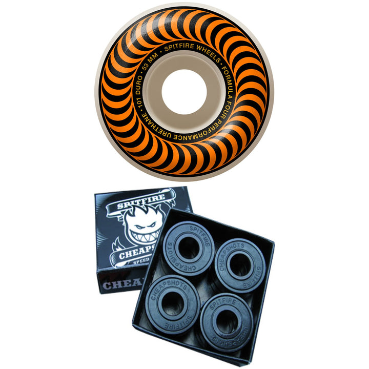 Spitfire Formula Four 101d Classics Skateboard Wheels + Cheapshots Bearings