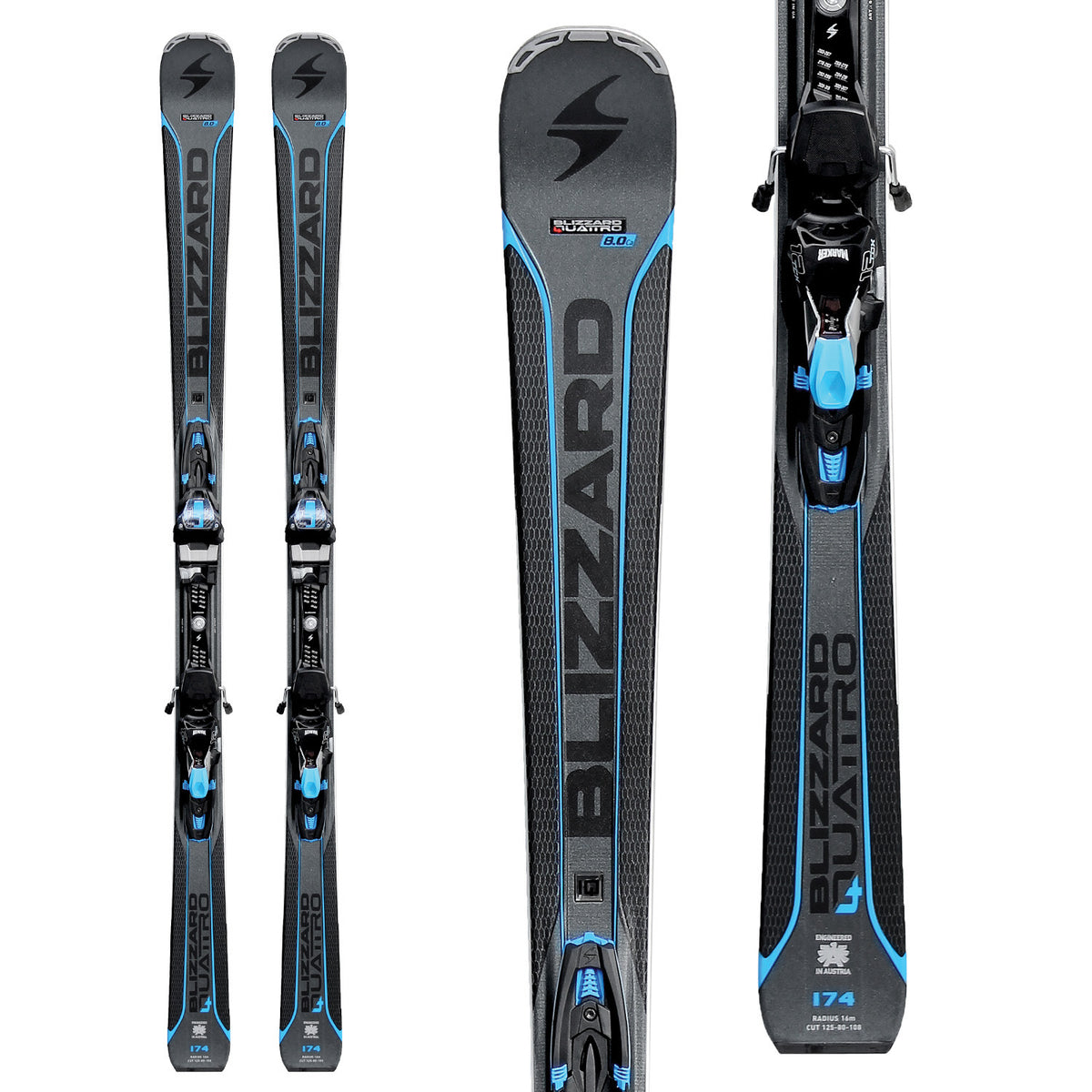 Blizzard Quattro 8.0 Ca Skis + TCX12 Demo Bindings 2017