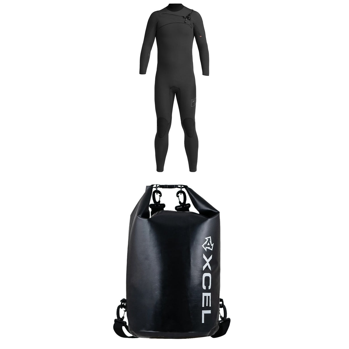 XCEL 4/3 Comp X Chest Zip Wetsuit + XCEL 20L Dry Pack