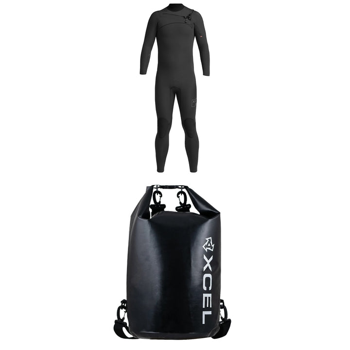 XCEL 4/3 Comp X Chest Zip Wetsuit + XCEL 20L Dry Pack
