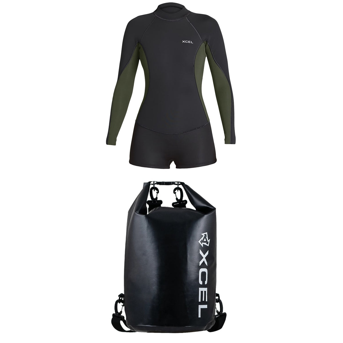 XCEL 2/1mm Axis Long Sleeve Springsuit - Women's + XCEL 20L Dry Pack