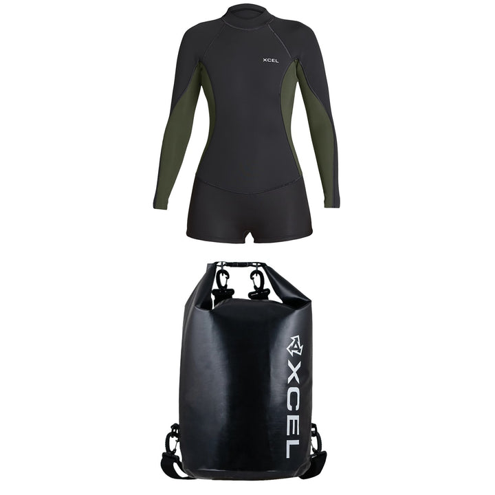 XCEL 2/1mm Axis Long Sleeve Springsuit - Women's + XCEL 20L Dry Pack