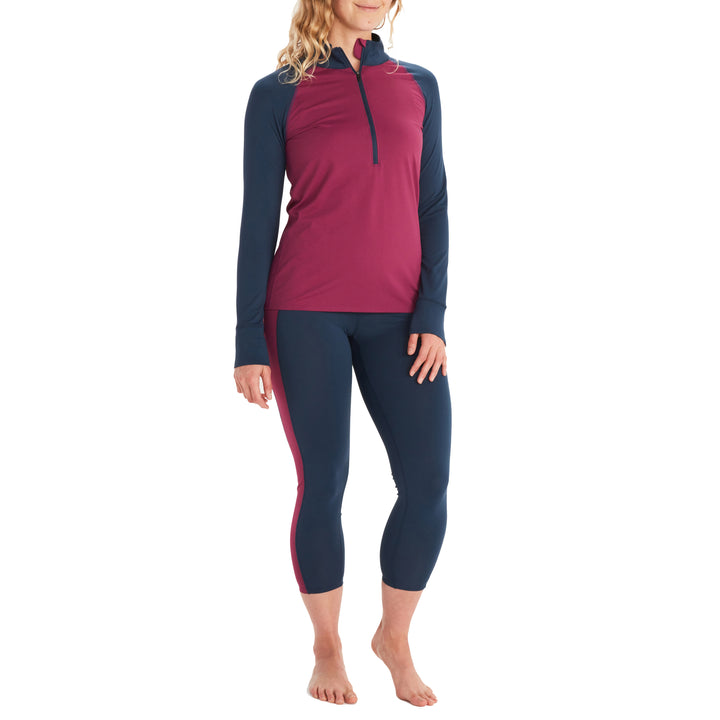 Marmot Baselayer 1/2 Zip Top - Women's Wild Rose/Dark Indigo