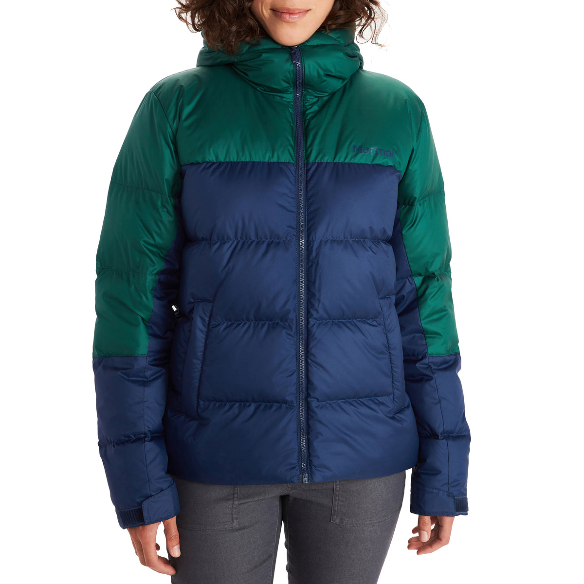 Marmot Guides Down Hoodie - Women's Arctic Navy/Botanical Garden
