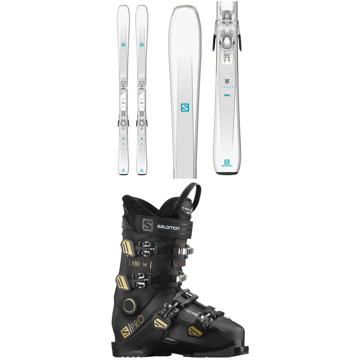 Salomon Aira 76 ST C Skis + L10 GW Bindings 2020 + Salomon S/Pro X80 W Ski Boots - Women's 2021