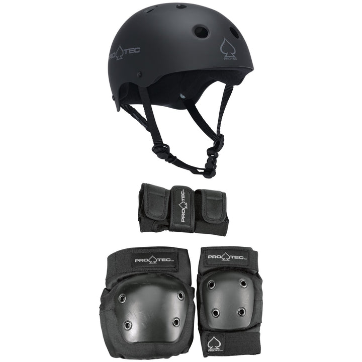 Pro-Tec The Classic Certified Skateboard Helmet + Street Gear Junior Skateboard Pads
