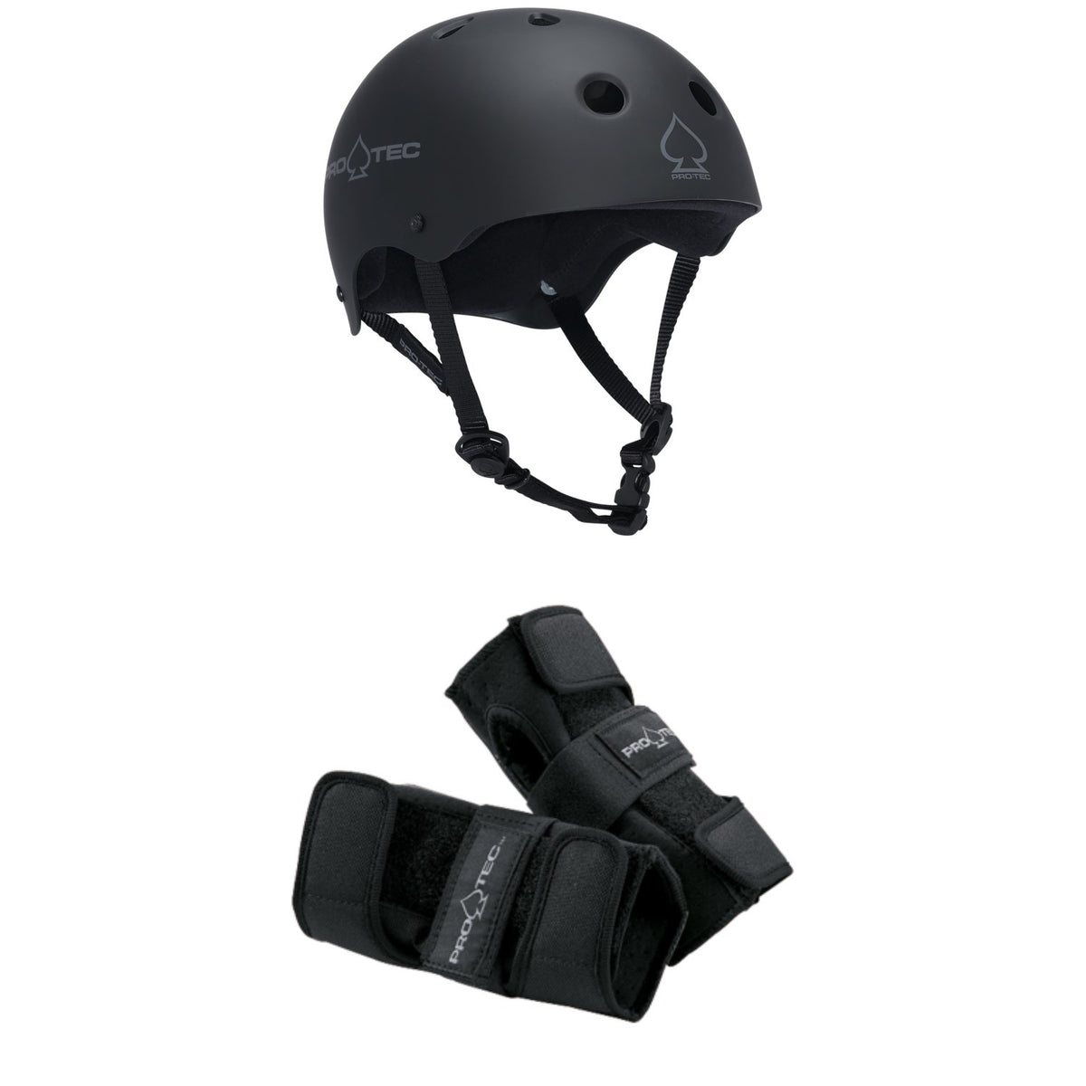 Pro-Tec The Classic Certified EPS Skateboard Helmet + Street Skateboard Wrist Pads