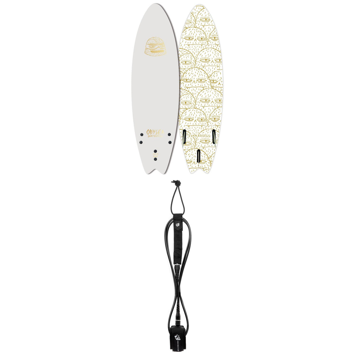 Catch Surf Odysea 5'6" Skipper Tri Fin x Evan Rossell Surfboard + Creatures of Leisure Icon 6' Surf Leash