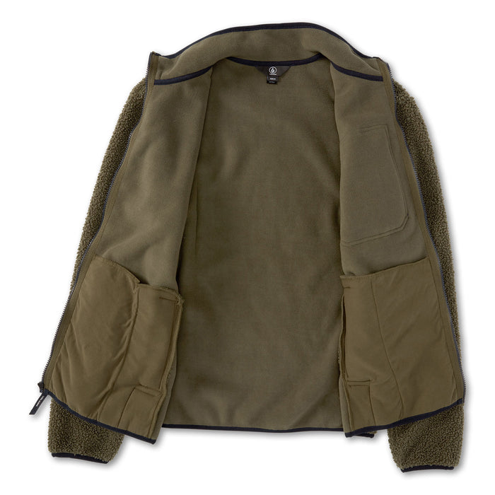 Volcom Muzzer Fuzzar Zip Fleece - Men's Military