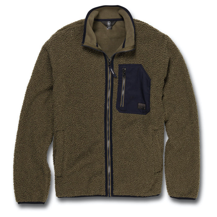 Volcom Muzzer Fuzzar Zip Fleece - Men's Military