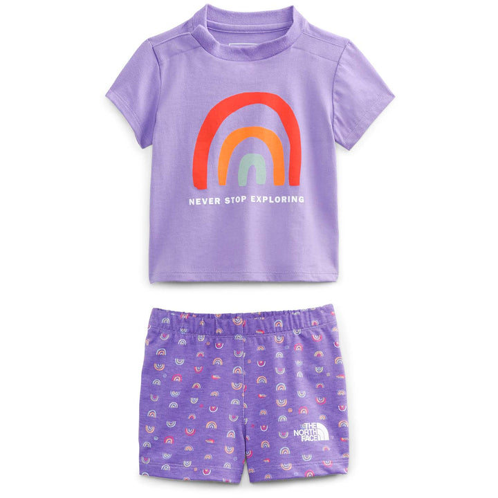 The North Face Cotton Summer Set - Infants' Pop Purple Rainbows End Print