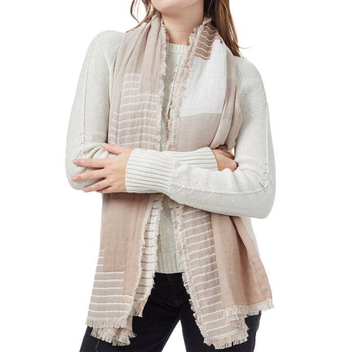 Tentree Organic Cotton Peaks Blanket Scarf - Women's Twig Brown/Silver Cloud Grey