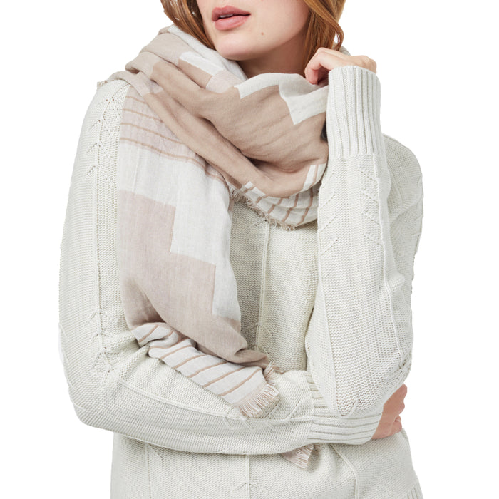 Tentree Organic Cotton Peaks Blanket Scarf - Women's Twig Brown/Silver Cloud Grey
