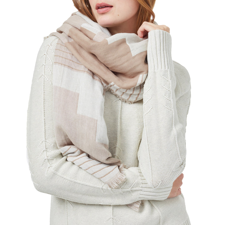 Tentree Organic Cotton Peaks Blanket Scarf - Women's Twig Brown/Silver Cloud Grey