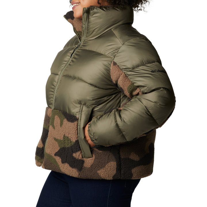 Columbia Leadbetter Point Sherpa Hybrid Plus Size Jacket - Women's Stone Green, Cypress Mod Camo Print