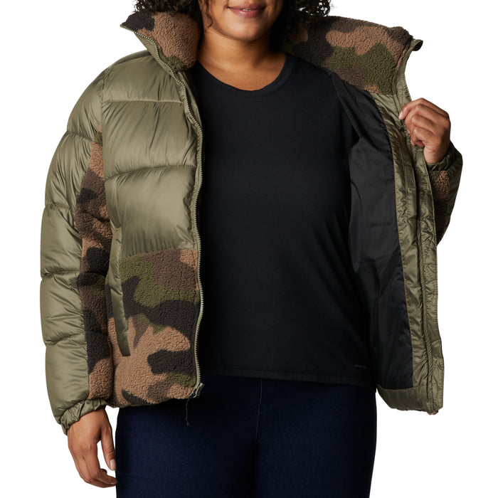 Columbia Leadbetter Point Sherpa Hybrid Plus Size Jacket - Women's Stone Green, Cypress Mod Camo Print