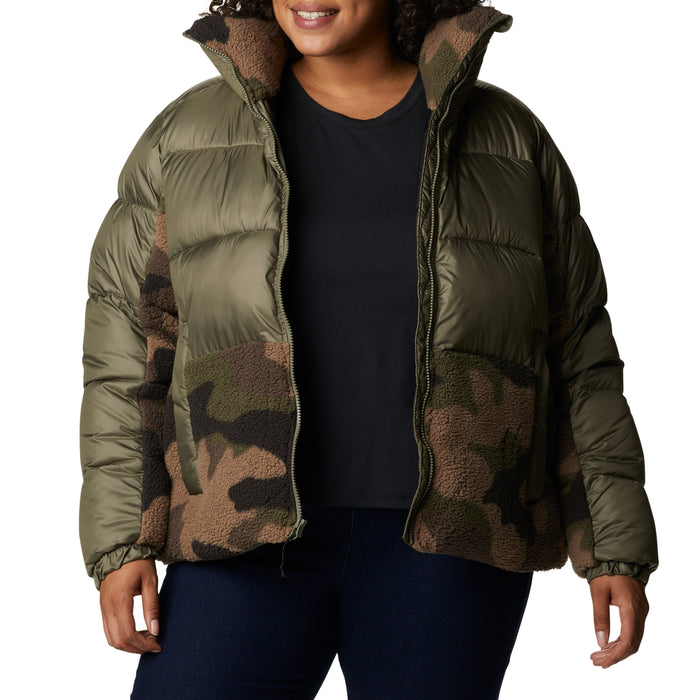 Columbia Leadbetter Point Sherpa Hybrid Plus Size Jacket - Women's Stone Green, Cypress Mod Camo Print