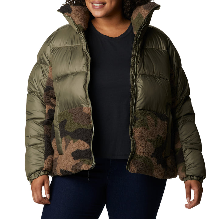 Columbia Leadbetter Point Sherpa Hybrid Plus Size Jacket - Women's Stone Green, Cypress Mod Camo Print