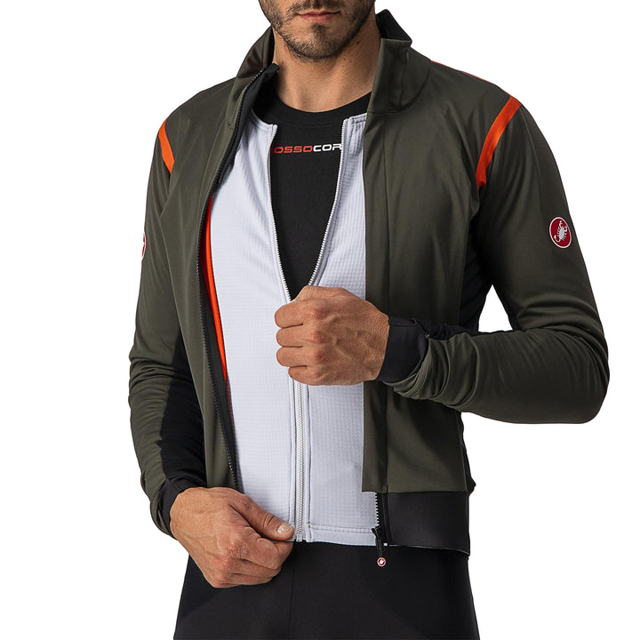 Castelli Alpha RoS 2 Jacket Military Green/Fiery Red-Silver Gray