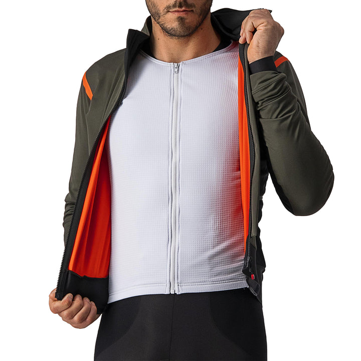 Castelli Alpha RoS 2 Jacket Military Green/Fiery Red-Silver Gray