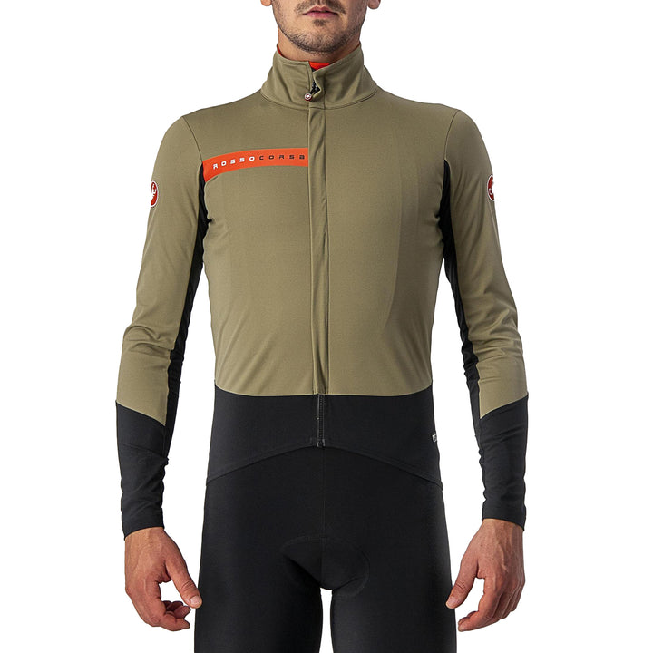 Castelli Beta RoS Jacket Olive Green/Black-Fiery Red