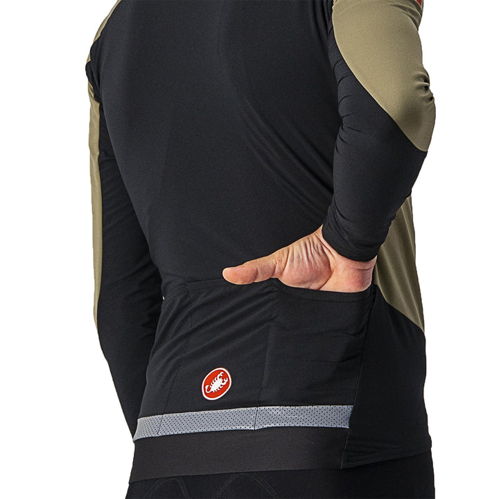 Castelli Beta RoS Jacket Olive Green/Black-Fiery Red