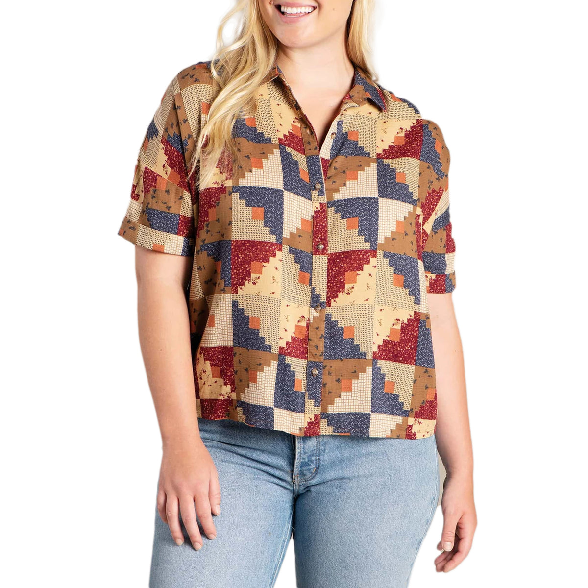 Toad & Co Manzana Short-Sleeve Shirt - Women's Patchwork Print
