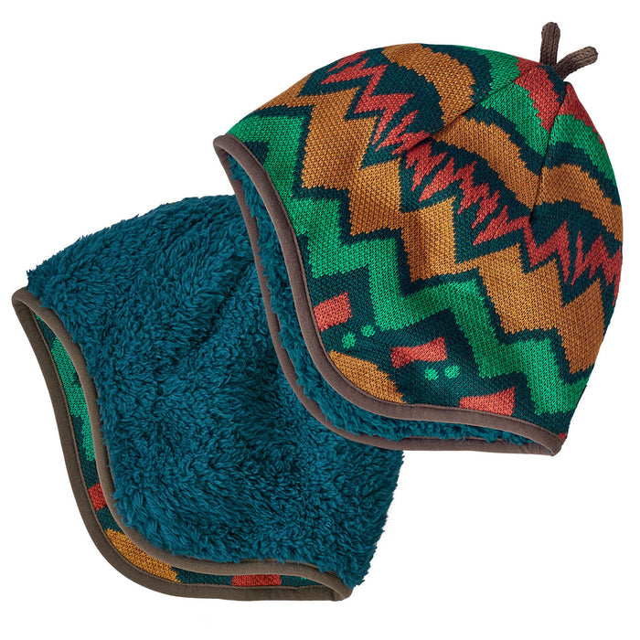 Patagonia Revserible Beanie - Toddlers' Lofoten Geo Knit Small: Nettle Green