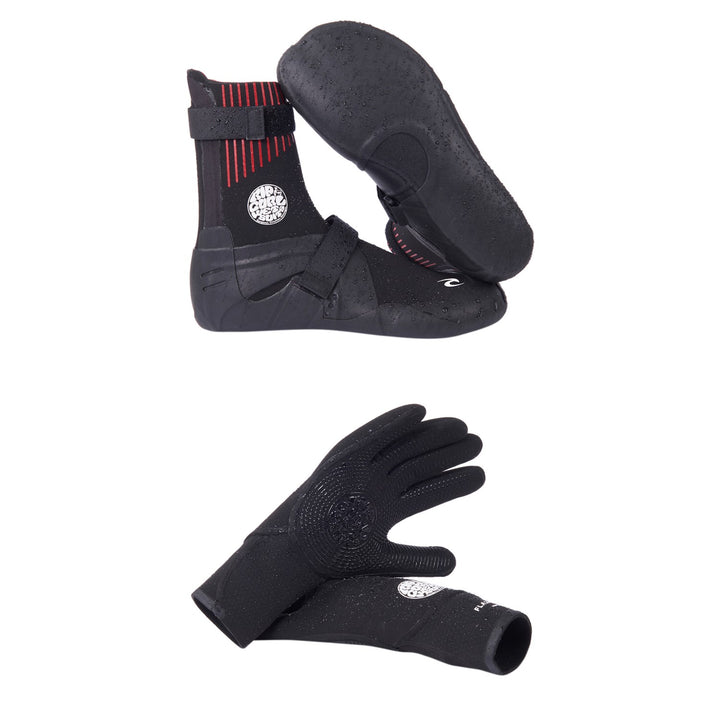 Rip Curl 5mm Flashbomb Round Toe Boots + 5/3 Flashbomb 5-Finger Wetsuit Gloves