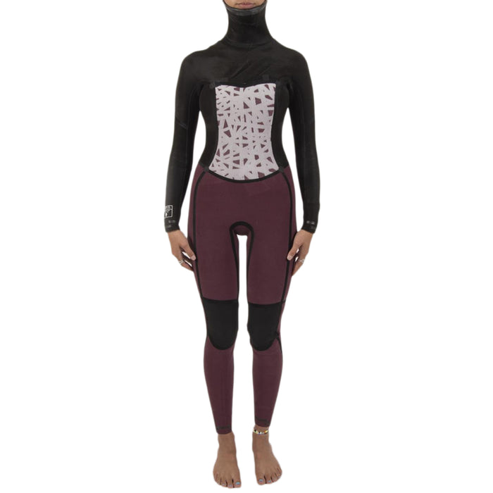 Sisstrevolution 5/4 7 Seas Hooded Chest Zip Wetsuit - Women's Solid Black