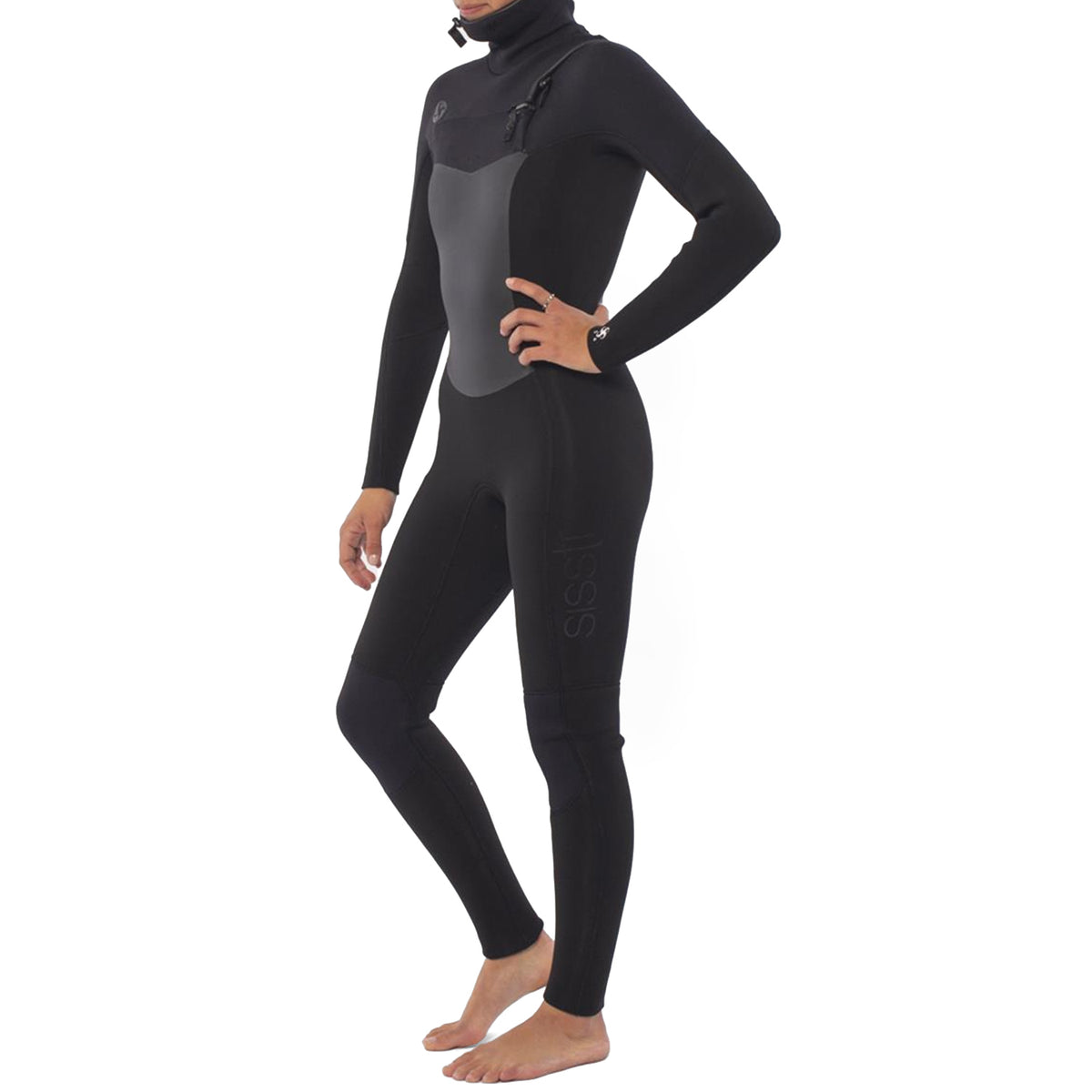 Sisstrevolution 5/4 7 Seas Hooded Chest Zip Wetsuit - Women's Solid Black