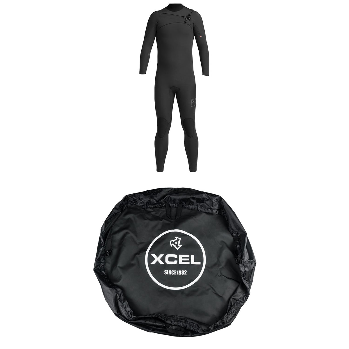 XCEL 4/3 Comp X Chest Zip Wetsuit + Changing Mat